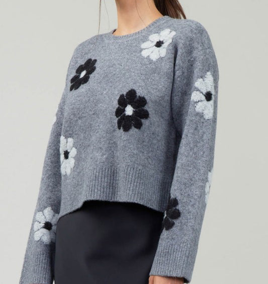 Willow Long Sleeve Crew Neck Flower Sweater