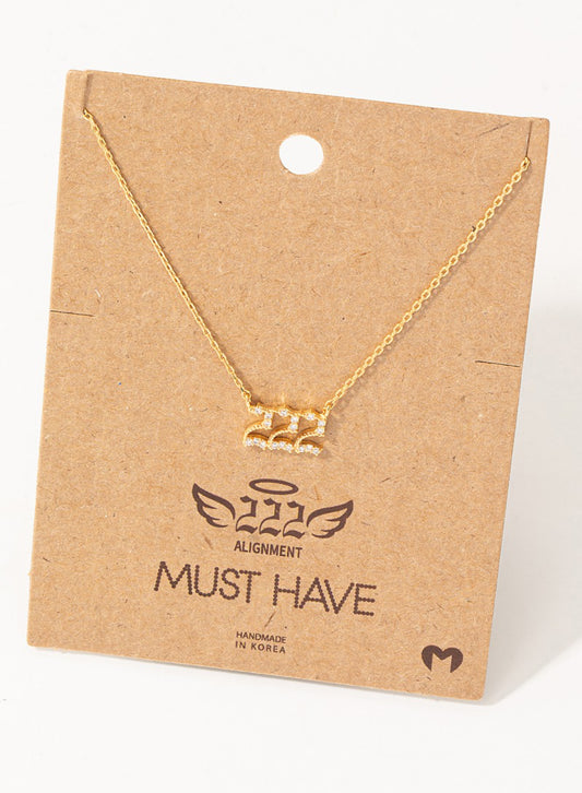 Pave 222 Angel Number Pendant Necklace