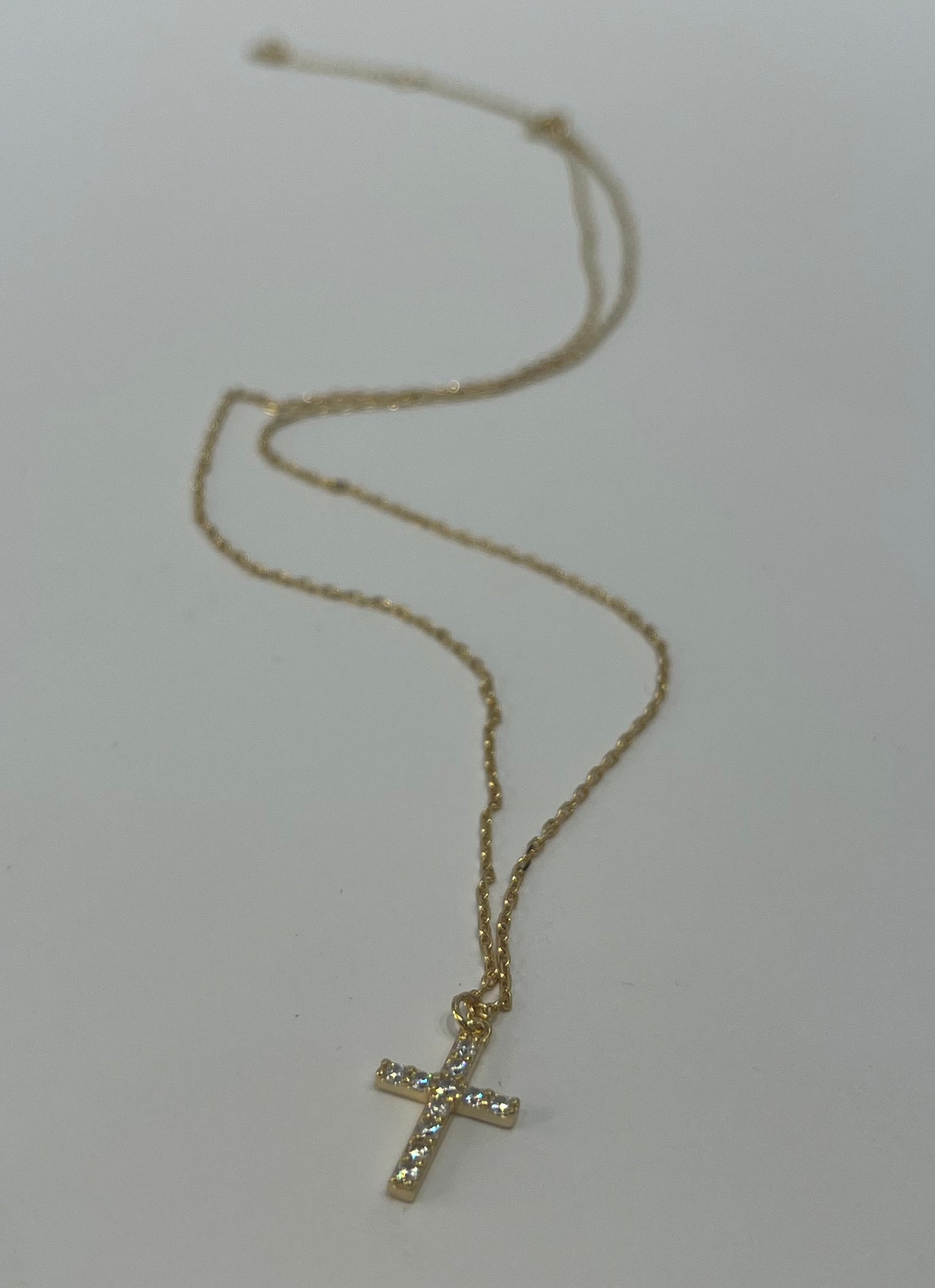 Gold Crystal Cross Necklace