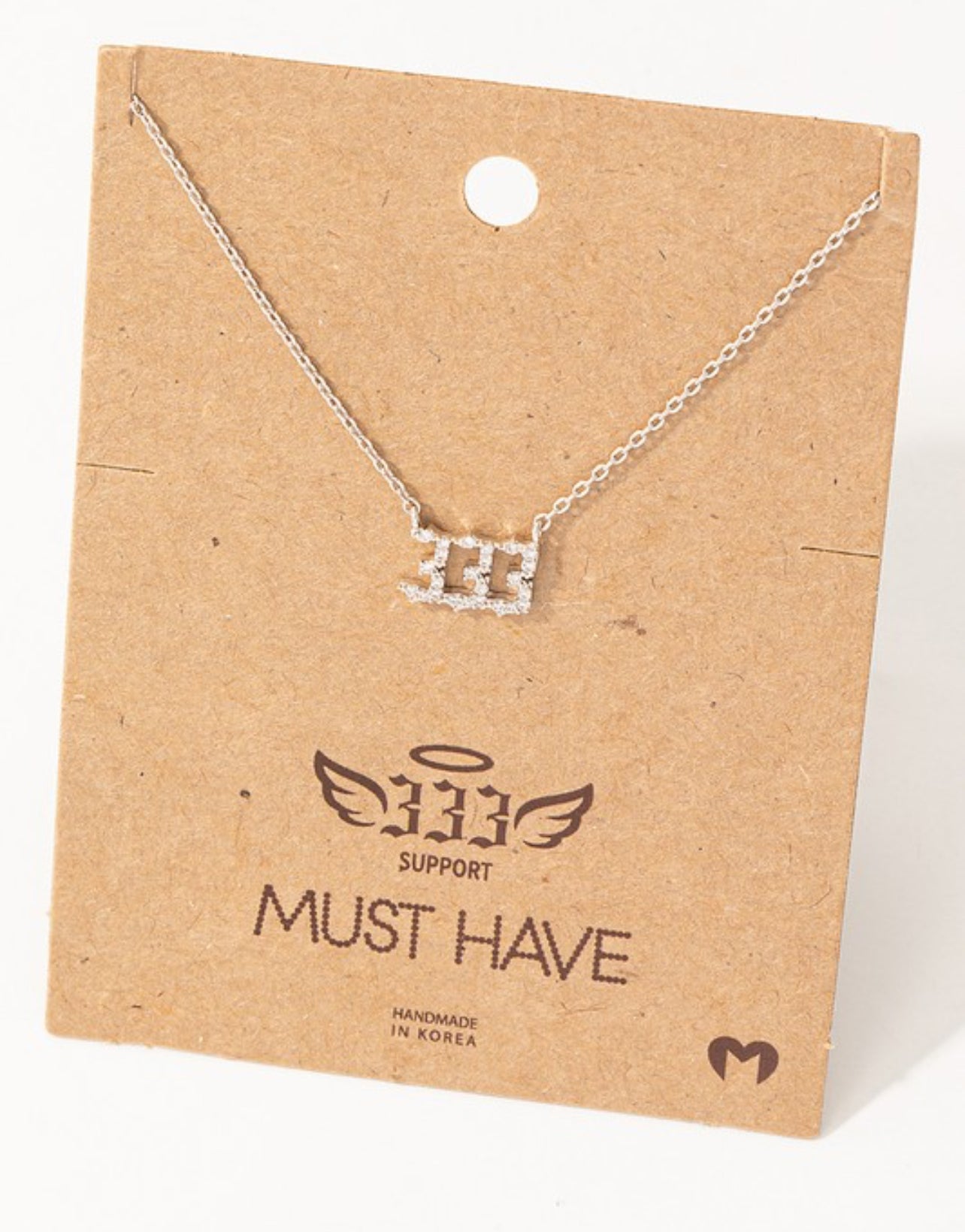 Pave 333 Angel Number Pendant Necklace