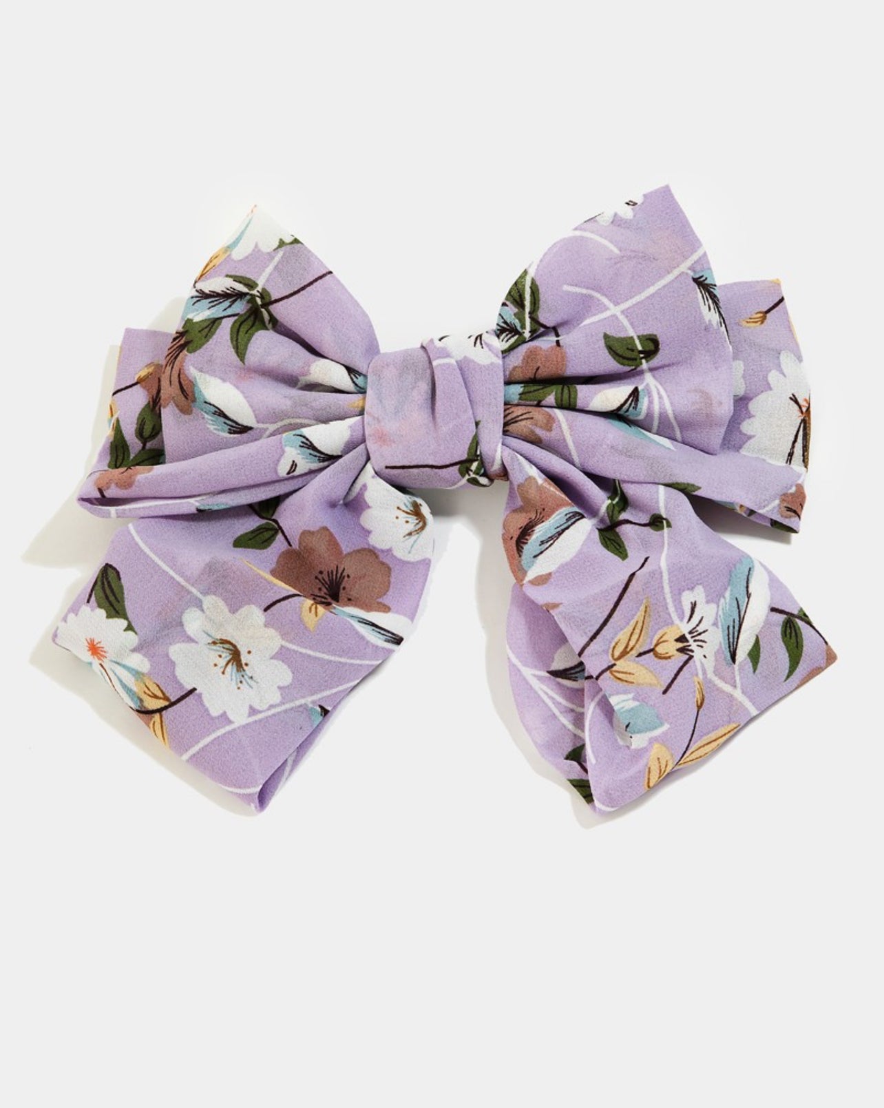 Flower Print Ribbon Bow Hair Clip