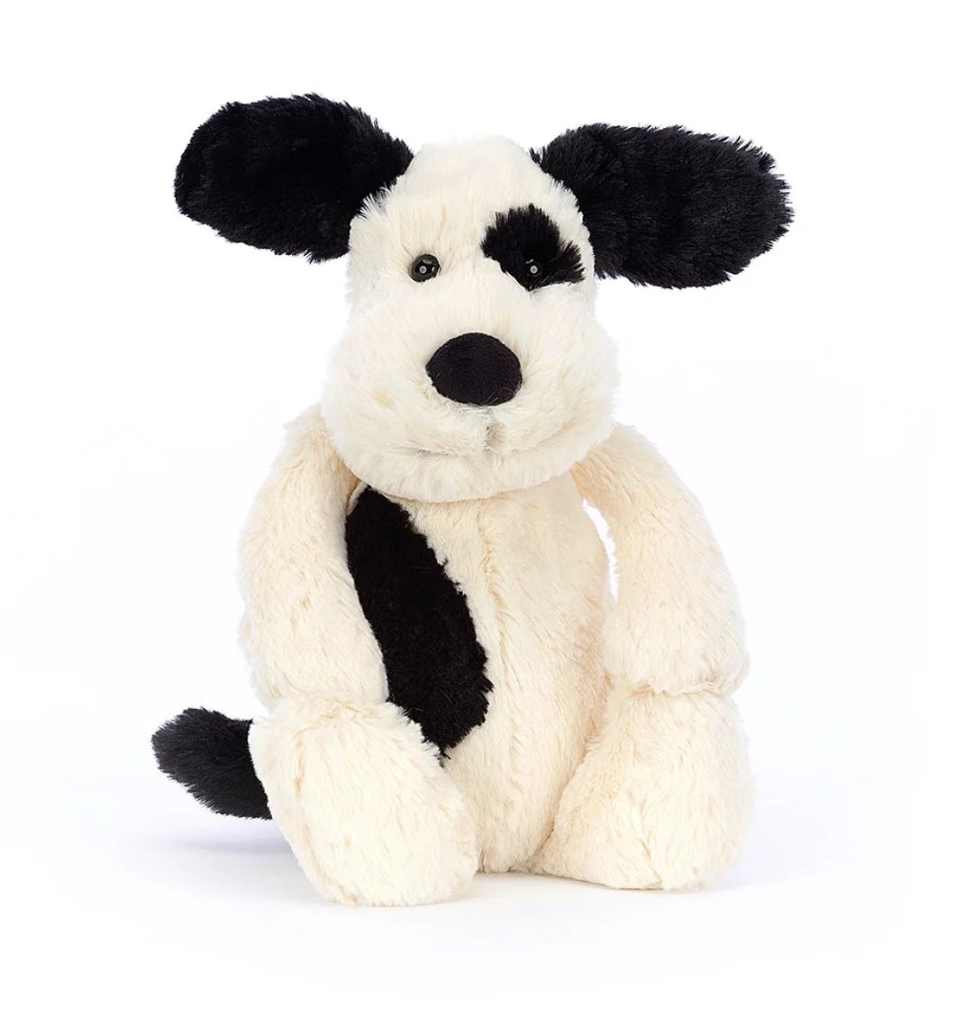 Bashful Black & Cream Puppy By Jellycat