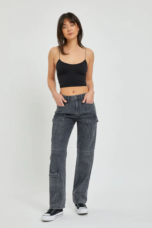 Tracey Double Cargo Charcoal Jean by Hidden