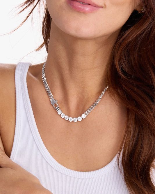 Julian Loves Diamonds Necklace 18" Silver|White Diamondettes