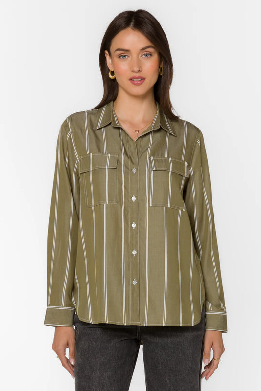 Talma Pesto Green Stripe Shirt