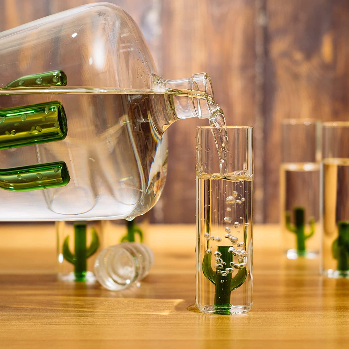 Tequila Decanter Set with Cactus Decanter and 6 Cactus Shot