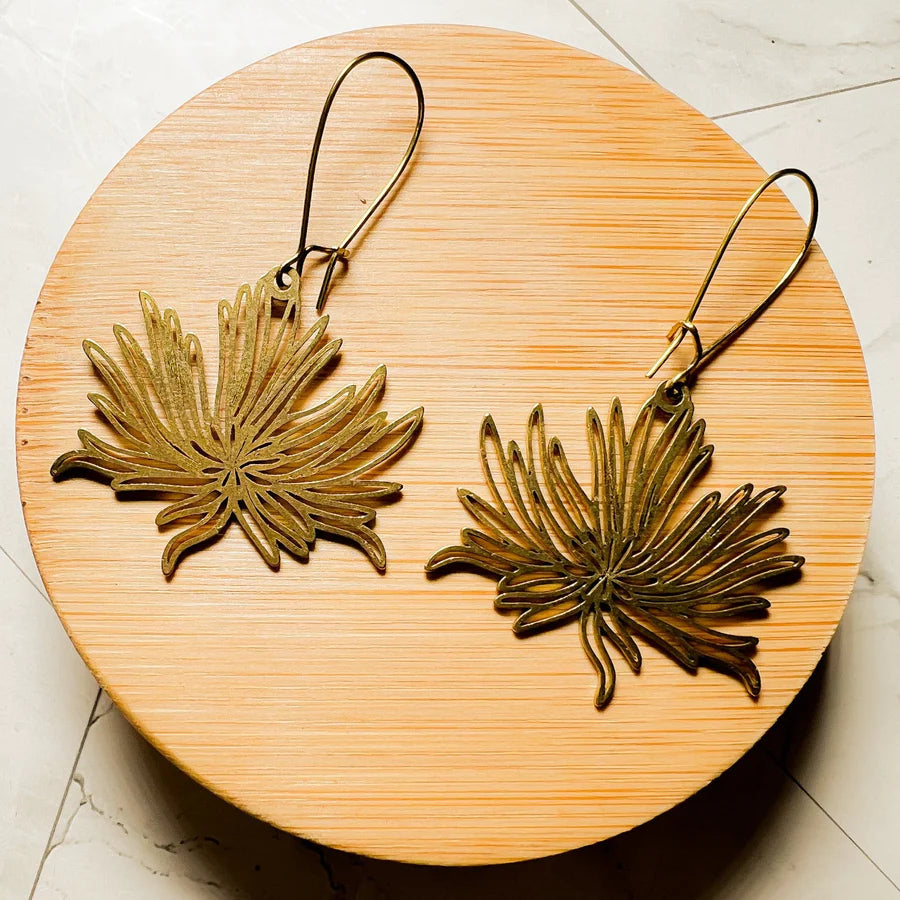 Brass Thistle Earring