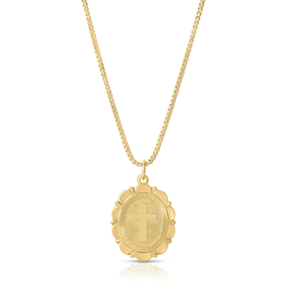 Gold Filled Scalloped Cross Necklace