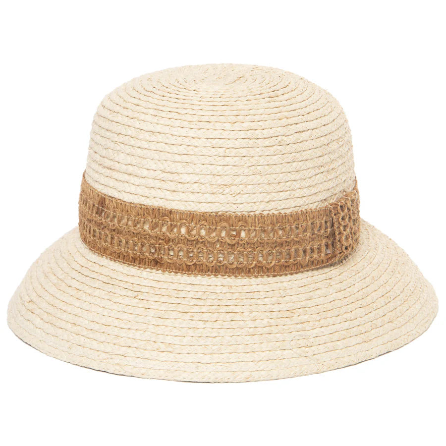 Waterfront Women's Raffia Braided Bucket Sun Hat