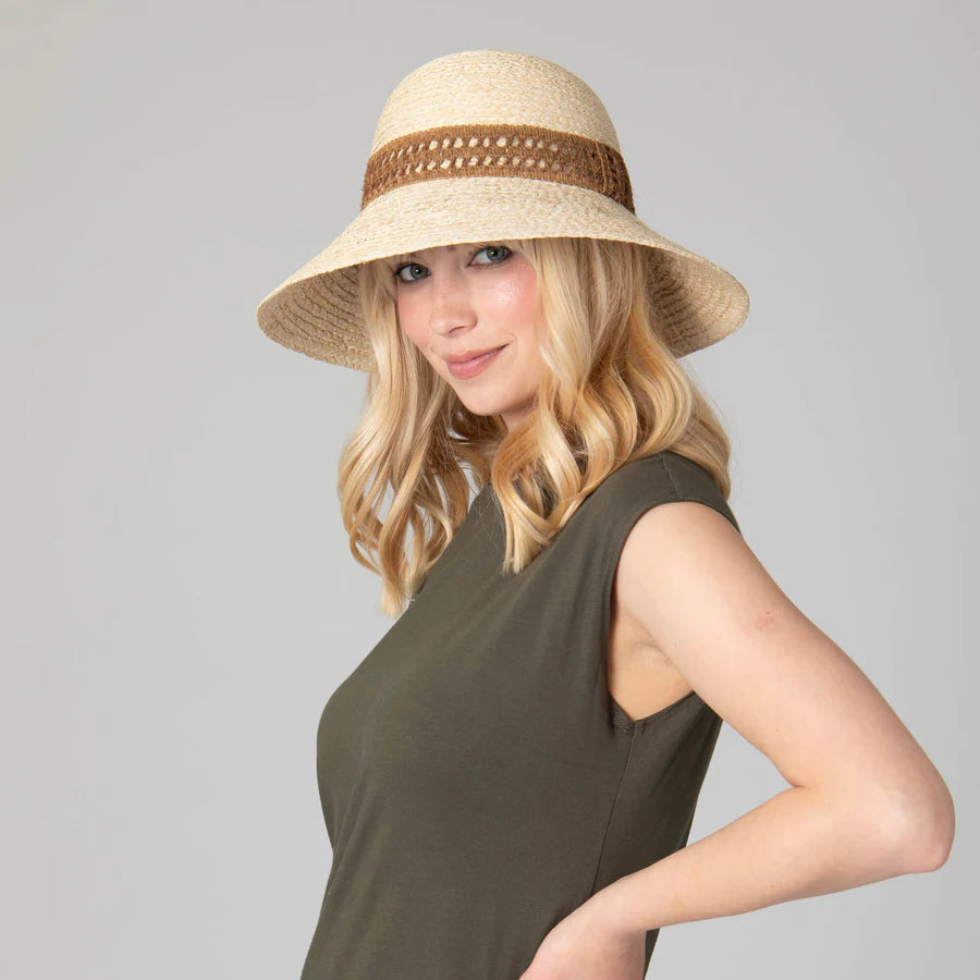 Waterfront Women's Raffia Braided Bucket Sun Hat