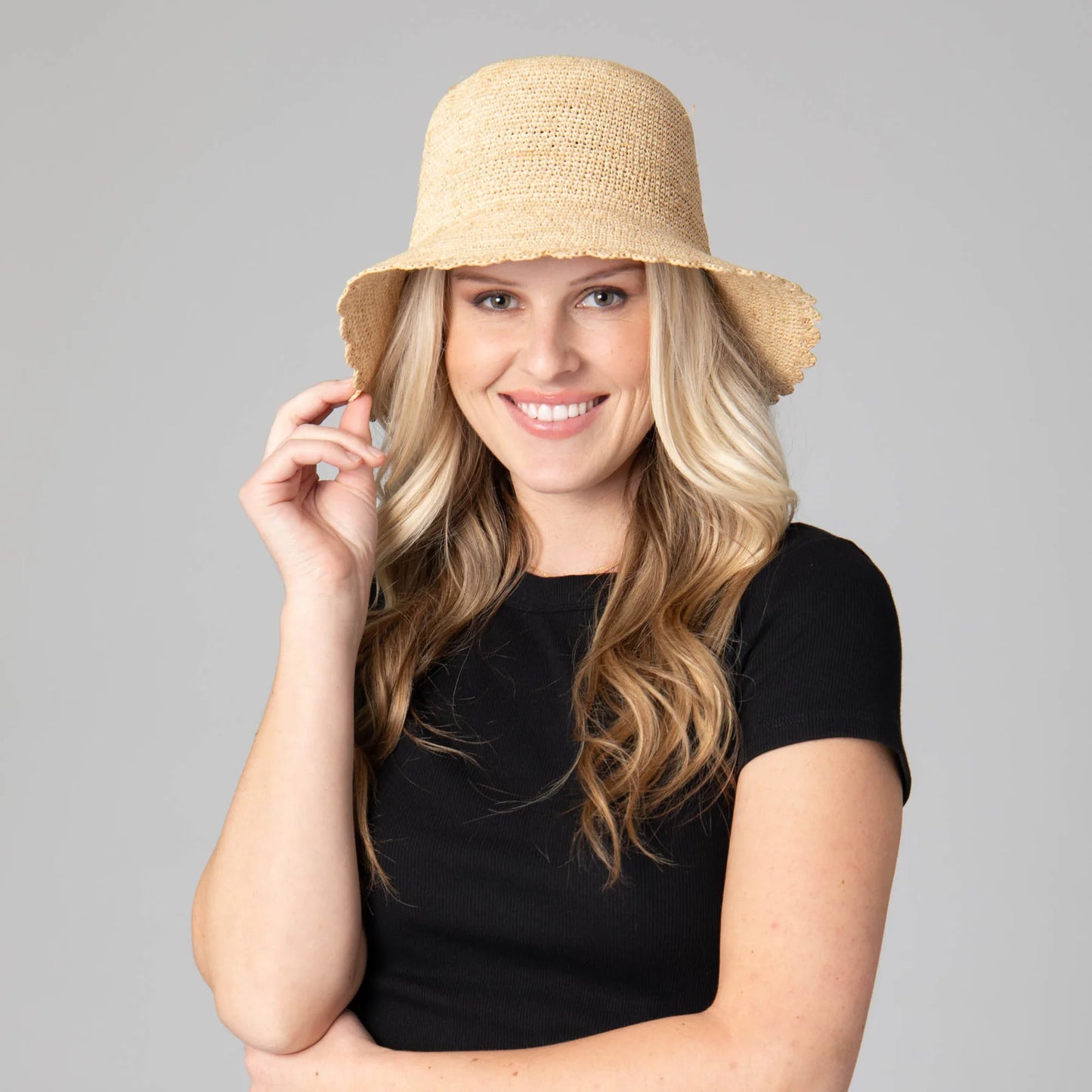 Sand Dollar - Hand Crochet Bucket Hat with Scalloped Brim