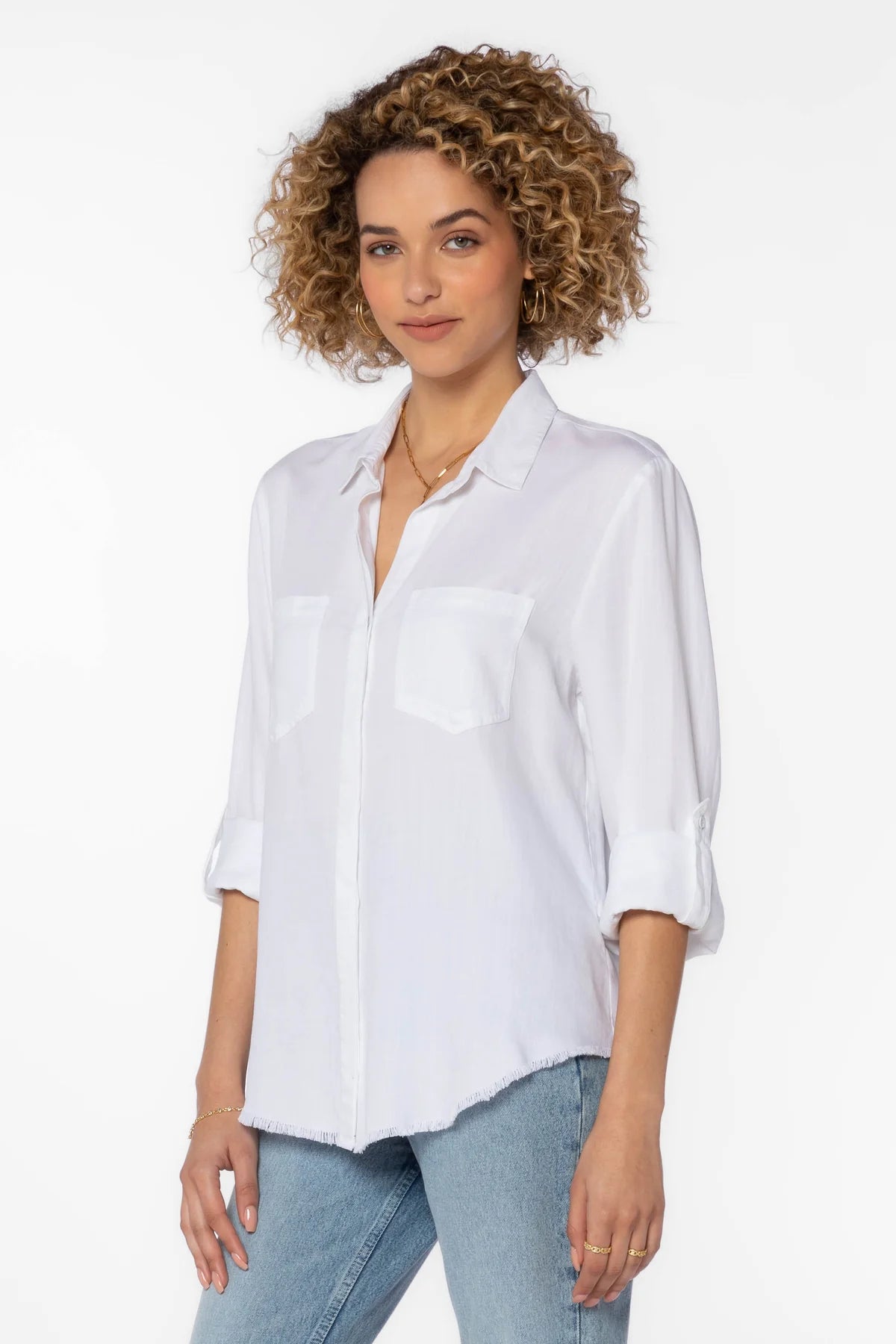 Riley Frayed Hem Button-Up Shirt