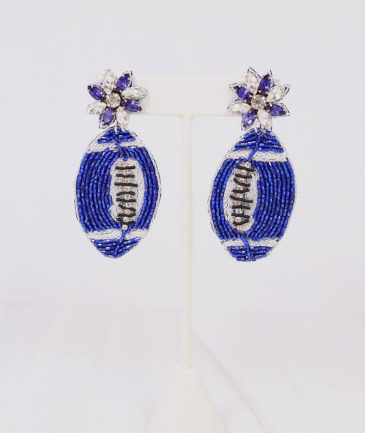 Field Goal Embellished Football Earrings