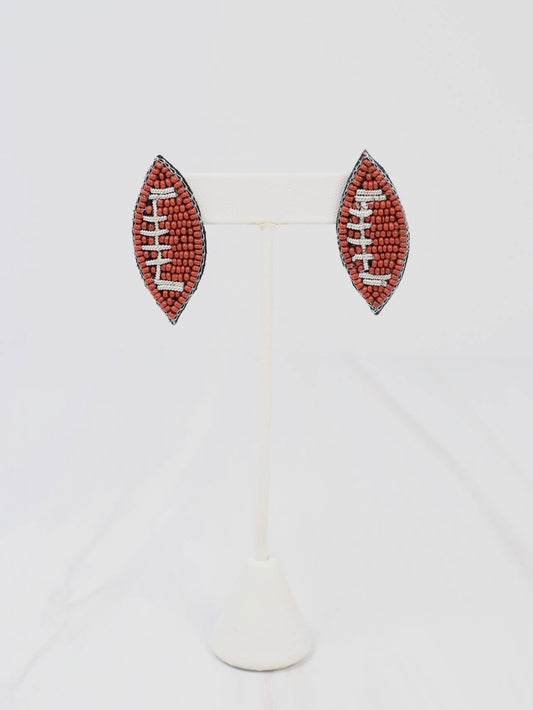 Packer Beaded Football Earring Brown