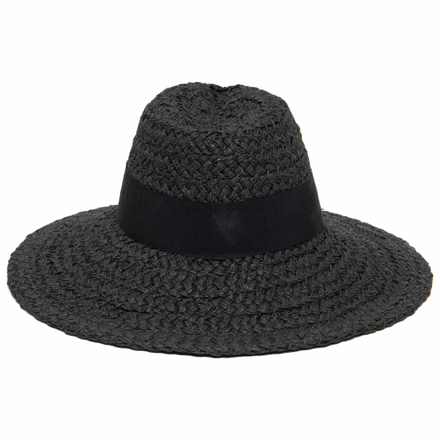 Women's Woven Paper Wide Brim Fedora With Grosgrain