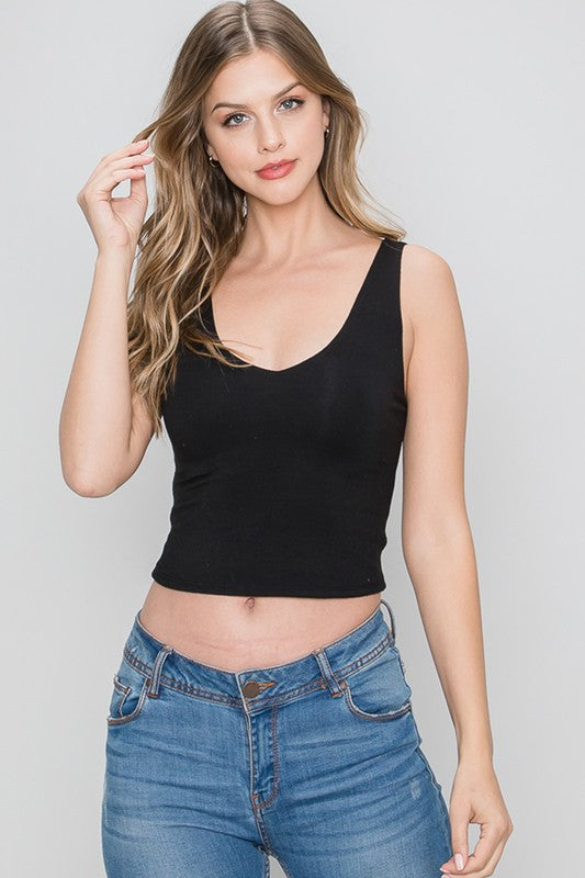 Crop V Neck Tank