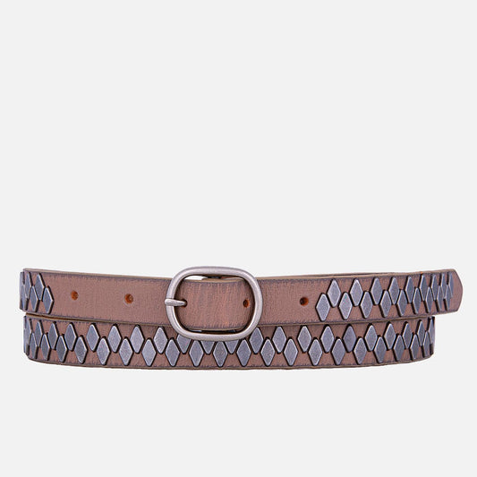 Liza | Skinny Studded Belt with Pyramid Studs